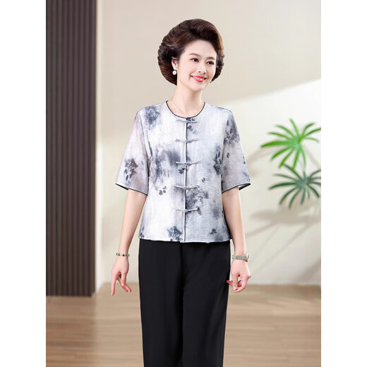 Ziweiqis Sommerkleidung, Teilgeschwindigkeits-Blumenhemd, mittlere und ältere Menschen, Gloy-Seidenhemd, alte Dame, chinesische Strickjacke, neuer 9921 Green XL, schlagen 85-100 Jin vor [Jin gleich 0,5 kg]
