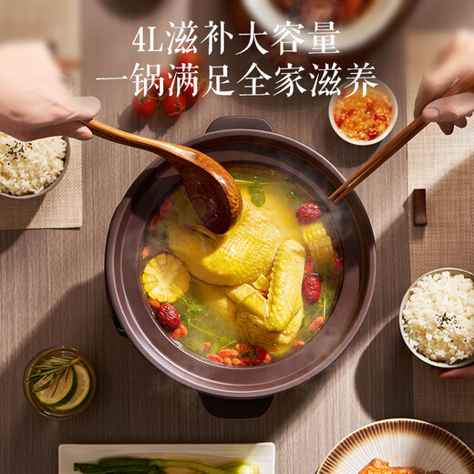 SUPOR quick-stewing electric stew pot, electric casserole, electric stew pot, soup pot, purple casserole, bird's nest stew pot, porridge cooker, soup pot, porridge electric cooker DG40YC872 multi-function pot
