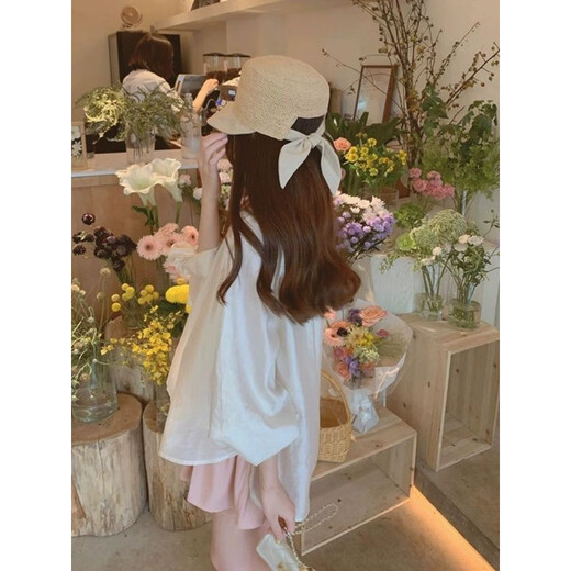 MuYIMING (MUYIMING) satin shirt for women in summer 2025 new Korean style thin sunscreen shirt gentle shorts suit for women 9755 pink shorts [single piece] 2XL [suggested 141-160Jin [Jin equals 0.5 kg]]