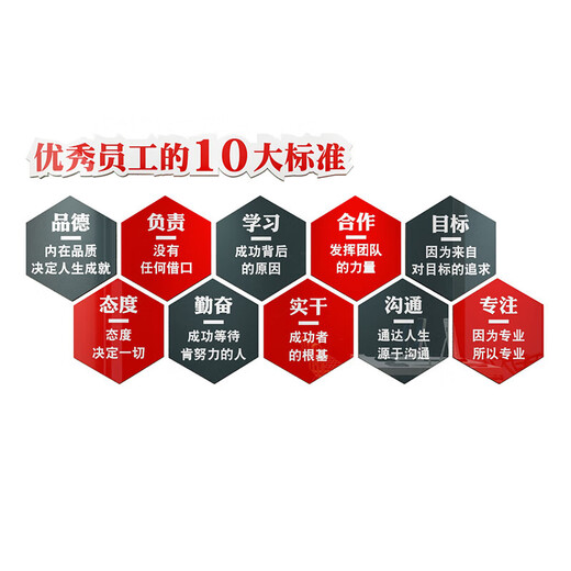 耐用办公室墙面装饰工厂房生产车间励志标语企业文化会议背景布置 购买4839-优秀员工-黑色+大红+白 特大