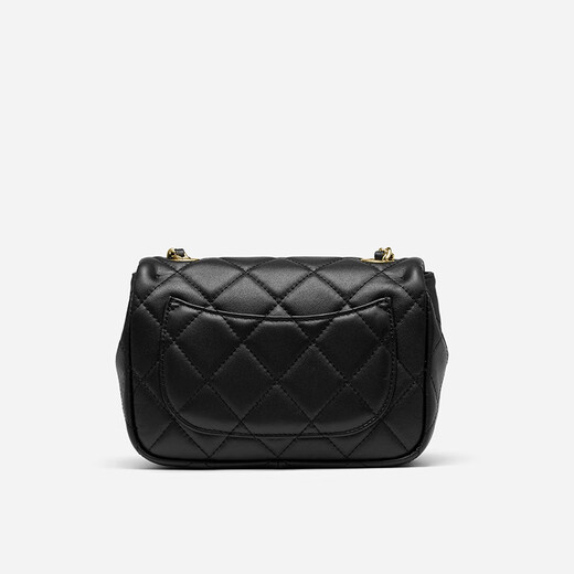 HR赫莲娜包包女包小香风经典百搭菱格链条包女头层牛皮单肩斜挎包女 黑色