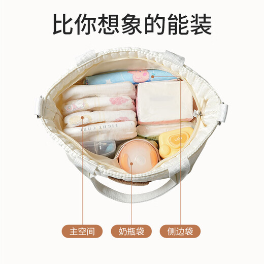 JOURNEY QUEEN新款韩版手提妈咪包奶瓶尿布婴儿推车收纳挂包袋小 棕色小熊 26*24*12cm