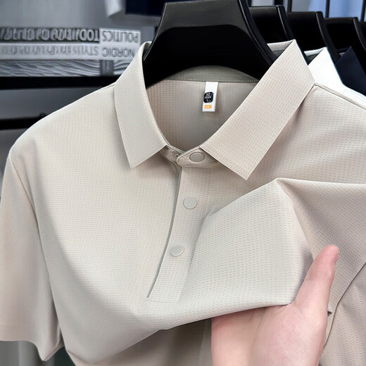 Gy Goldlion Sommer Traaceless kurzärmeliges Polo-Hemd für Herrengeschäft Casual Ice Seide atmungsaktiv einfach, vielseitigem Top Mzy/S15810 Rockgrau kurzärmelig Polo M 100-125jin [Jin gleich 0,5 kg]
