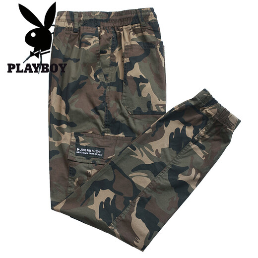 Playboy (Playboy) Frühlings-, Sommer- und Herbst-Stretchhosen für Männer lose und vielseitige trendige Fußbeine Beine Tarn Tarnung Arbeitspants Casual Hosen Arbeitsschutz Arbeitshose Herrenkleidung 829 Militärs grünes Sommerkleidung sechs Taschen gebundene Beine dünne Modell XL Nr. 175 (120jin [Jin gleich 0,5 kg] -140jin [Jin Equalle 0,5 kg].