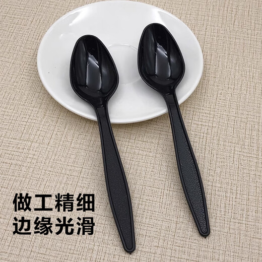 Jane Eyre Life Disposable Spoon Black 100 Individual Packs High Quality Frosted Spoon Thickened Western Dessert Spoon Portable Spoon