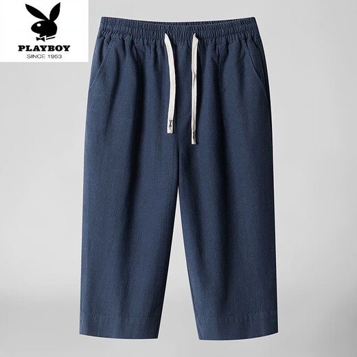 Playboy (Playboy) 2025 Lino de algodón 7 Pantalones recortados para hombres Summer suelto delgado nuevo chino con la pierna recta pantalones de lino de tamaño grande 8222 beige l 1105-120 Jin [Jin iguala 0.5 kg]