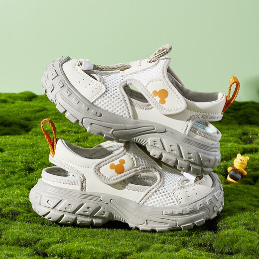 Disney (Disney) Sandales pour enfants Anti-slip Soft Sole Hollow Hollow Hollow Shoes Nouveau style d'été hommes et filles pataugeant et streaming chaussures de plage extérieures gris 31 pieds longueur 19.2-19.7