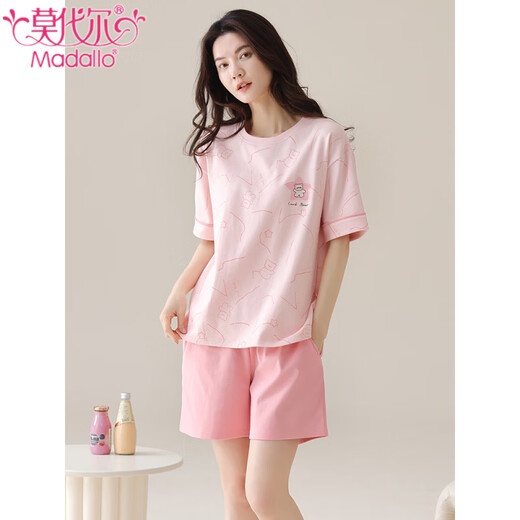 Pajamas de coton pur modal pour les femmes en été short à manches courtes pour les shorts minces, confortables, respirants, mignons et sucrés, peut être porté à l'extérieur de la maison de vêtements pour femmes Z9853 M [recommandé pour être 80-100jin [Jin est égal à 0,5 kg]]]