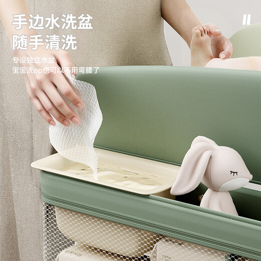 YouLebo [Neues Produkt] Windel Tisch Babypflege Tisch Baby faltbare mobile Babybadesschale Wechsel Tabelle 618 Yadong Dunkelgrün [Luxus] Spielzeugständer + kleines Wasser