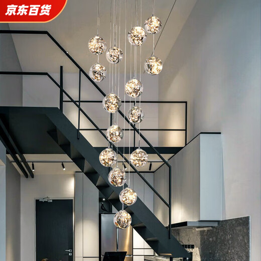 挑空吊灯客厅2025网红轻奢楼梯间中空长大挑高复式楼别墅小lo 直径5012头干邑色高2.2米