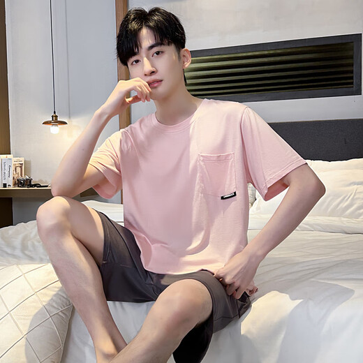 Pajamas de estilo de Victoria para los hombres Modal de verano para hombres Summer's Summer Cool Silk Style Silk Style Fin Talater Ropa para el hogar 9721 L [100-130Jin [Jin iguala 0.5 kg]]