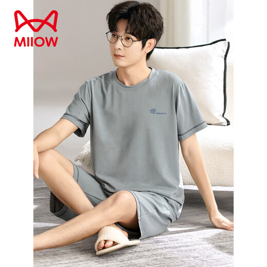 Catman Miiow Pajamas Summer Modal à manches courtes et à manches courtes de nouvelle taille lâche pour porter des vêtements à domicile pour hommes haut de gamme 6623 3xl