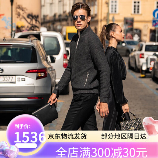 布先生MrBu蓄热锁温羊羔毛开衫外套秋冬防风立领毛衣男BT12155 钢琴黑 均码 s /165