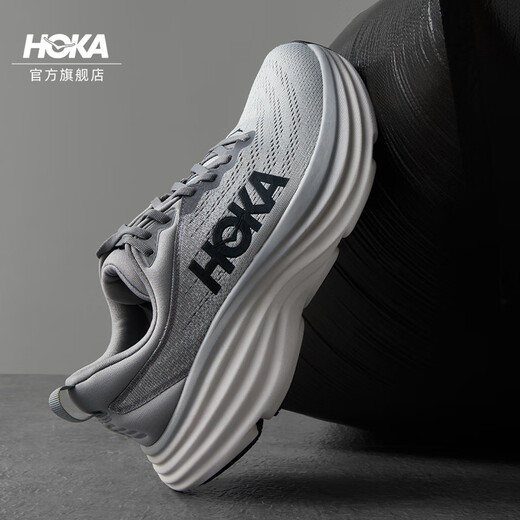 HOKA ONE ONE男款夏季邦代 8公路跑步鞋BONDI 8轻盈舒适缓震透气 鲨鱼灰 / 雾灰(建议拍大半码) 41