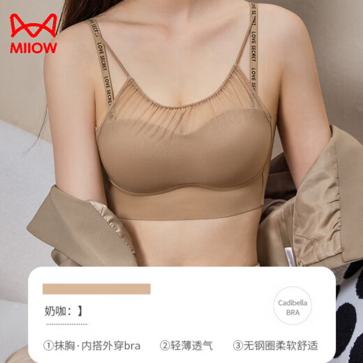 Cat man markless strapless underwear for women's vest style inner wear anti-exposure summer thin comfortable breathable mesh beautiful back bra Black M -34/75AB (90-110Jin [Jin equals 0.5 kg])