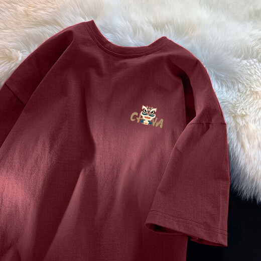 Mit rein amerikanischen schweren kurzärmeligen T-Shirt-Sommer-Sommer 2025 Neue INS Trendy Marke Lose Kleidung mittleren Alters 3899 bis Lion Dance White + M 80 bis 105 Jin [Jin ist 0,5 kg] + +