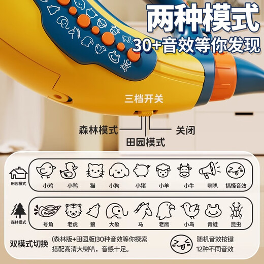 寂皇动物集结仿真音效吹乐号角锻炼喇叭肺活量乐器儿童玩具吹奏玩具 粉色动物集结号【充电款】