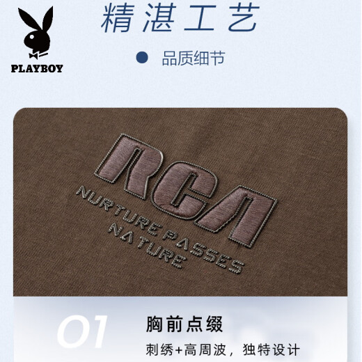 花花公子（PLAYBOY）高端刺绣T恤男士短袖2025新款夏季青年休闲圆领冰丝棉半袖体恤衫 白色 【HY6626】 M (适合体重90-110斤)