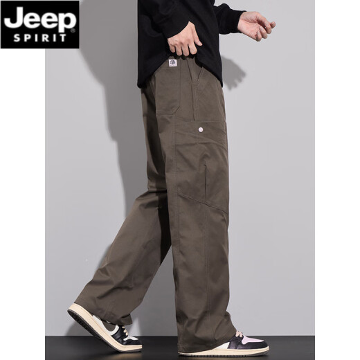 Jeep Spirit2025 Nuevos pantalones de trabajo para la marca de moda masculina suelta y cómoda escalada al aire libre y pantalones casuales estadounidenses rectos 9857 Tierra Color XL (140Jin [Jin equivale a 0.5 kg])