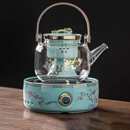 Miaopule high-end electric ceramic stove for tea making around the stove, glass tea making kettle, tea set, fully automatic for home use - square stove set - Jiqing Electrical appliances have a one-year warranty