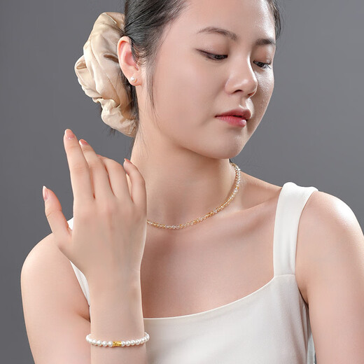 Dara birthstone gift s925 silver citrine tourmaline necklace women's fine chain clavicle chain birthday gift for girlfriend and wife