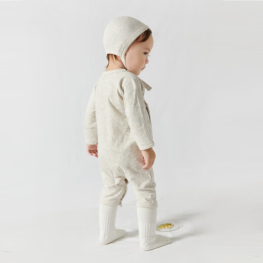 Enhennbaby baby slanted jumpsuit 2026 spring new baby pure cotton sweater newborn crawling suit floral gray 80cm