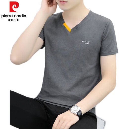Pierre Cardin Men's Vêtements 2025 Nouveau t-shirt à manches courtes pour les jeunes hommes en V pur T-shirt T-shirt décontracté Coton Min