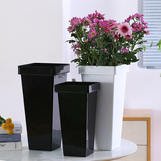
Lümkexing flower bucket large black square mouth flower container flower shop household large diameter flower arrangement rose lily bucket 6193
