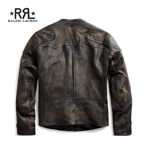 RALPH LAUREN Ralph Lauren Men's Classic Slim Fit Leather Motorcycle Jacket RL90195 001-Picture Color XS