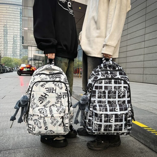 拉链尼龙布均码双肩包 灰色 均码