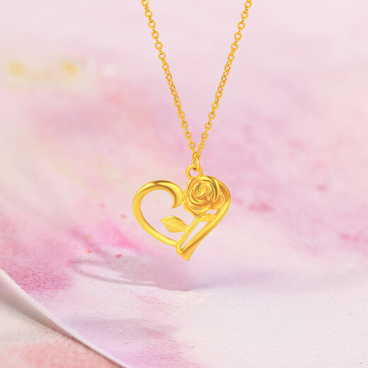 Saturday blessing love rose gold necklace female pendant birthday gift price A0613735 about 3.61g40+5cm