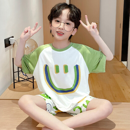 Pajama de verano modal de verano para niños delgados nuevos pantalones cortos de manga corta Conjunto de ropa para el aire de aire acondicionado para bebés de verano