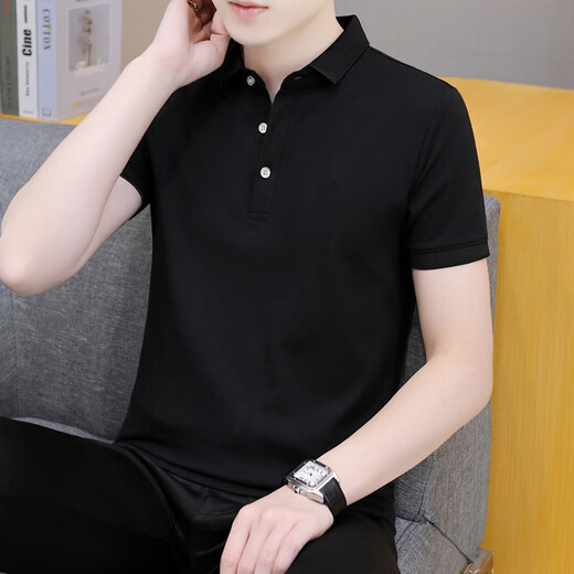【雷军同款】夏季纯色翻领短袖男士polo衫潮流百搭商务休闲带领半 浅蓝色 QY686 4XL