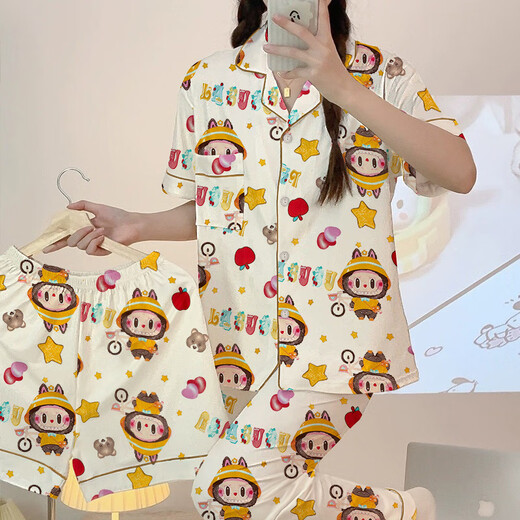 Xianxiu labubu milch seiden cartoon home kleidung dreiteiliger pyjama 14137#1 185 xxl