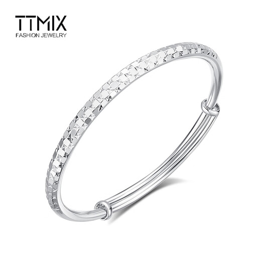 TTMIX sparkling round platinum bracelet for women pt950 platinum push-pull bracelet, fashionable and elegant bracelet for girlfriend, weight 24.51g, width 5.3mm