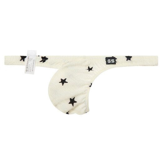 G-STATION sexy Japanese small style tight low waist men's thong star polyester small mesh breathable quick-drying underwear black M (small size model recommended to take 1-2 sizes)