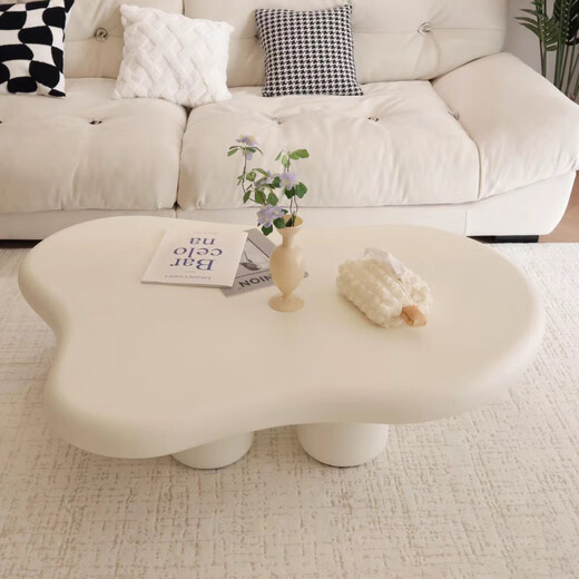 Guangyi Yunduo coffee table living room home small apartment cream style Internet celebrity simple modern special-shaped low table wabi-sabi style small table 100*69*35 cream color