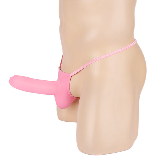 T-string men's ice silk underwear, slightly transparent, smooth and sexy, low-waisted men's t-pants, tight-fitting, with a thread, white closed mouth