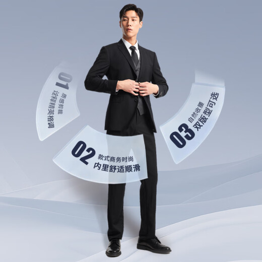 雅戈尔（YOUNGOR）套西上衣男630F款二粒单排扣修身版商务西服纯绵羊毛舒适易打理 深蓝 XL 180/104A