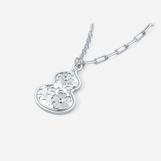 Saturday Fu PT950 platinum necklace for women with sparkling gourd pendant birthday gift B0615480 about 4.42g 40+5cm
