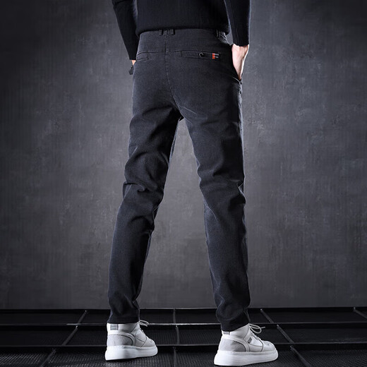 Pantalones casuales para los pantalones deportivos heterosexuales de primavera y verano de verano 2025 tendencia elástica de estilo de primavera y otoño 653 negro 28