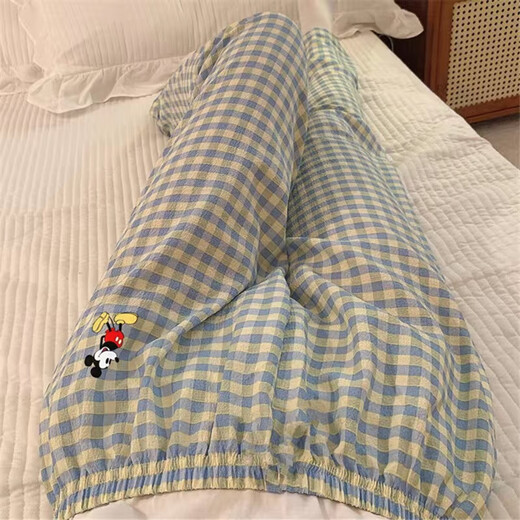 FHHUABD睡裤米奇格子长裤春夏季薄款休闲裤居家学生秋天可外家居遛弯裤子 854【长裤】 XL 【115-135斤】