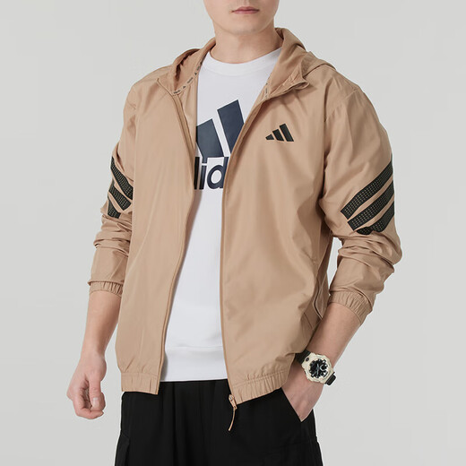 阿迪达斯 （adidas）男装运动套装 25夏新款梭织连帽夹克外套T恤宽松运动长裤三件套 三件套/休闲运动穿搭 S/175【建议体重110-120斤】