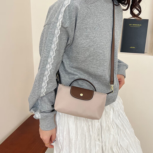 Longxiang Pingtin nylon dumpling bag women's single handle handbag simple and fashionable one-shoulder crossbody mobile phone coin wallet black