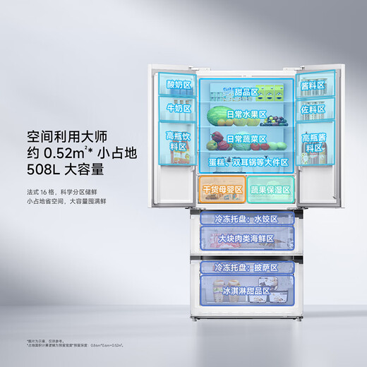 Mijia Xiaomi 508L French multi-door refrigerator first-class energy efficiency variable frequency household large capacity ultra-thin embedded zero-embedded OCCBCD-508WFMBI national subsidy