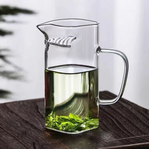ENSHOUSU Épaissined carré Crescent Verre Fair Cup de thé domestique Diviseur de thé à la chaleur Fleurée de thé à la chaleur Ensemble accessoires de thé Kung Fu Filtre Thé 12023 MODE CRYPTION THE-258ML Square Moon