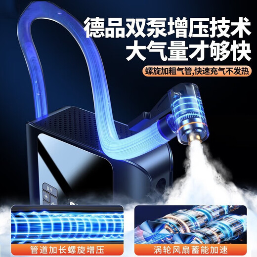 Shantou Lincun Car Wireless Air Pump Portable Car Electric Pump Tire Pressure Automatic Dual-Cylinder High-Pressure Inflator Classic Plug-in Cigarette Lighter Power Supply