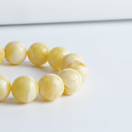 Kawamori collection grade natural unbaked color unoptimized white beeswax bracelet Russian material first grade explosive waxy amber bracelet unoptimized white beeswax - bead diameter 14MM