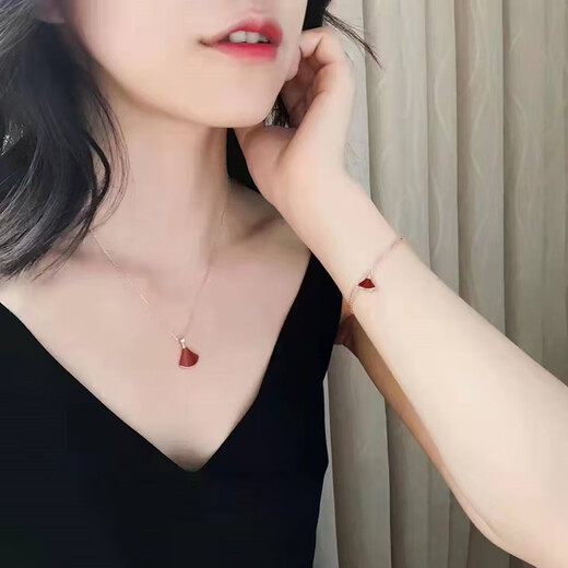 Yadige 2025 new style female simple light luxury Internet celebrity fan white mother-of-pearl carnelian clavicle chain for girlfriend 18K rose gold carnelian necklace