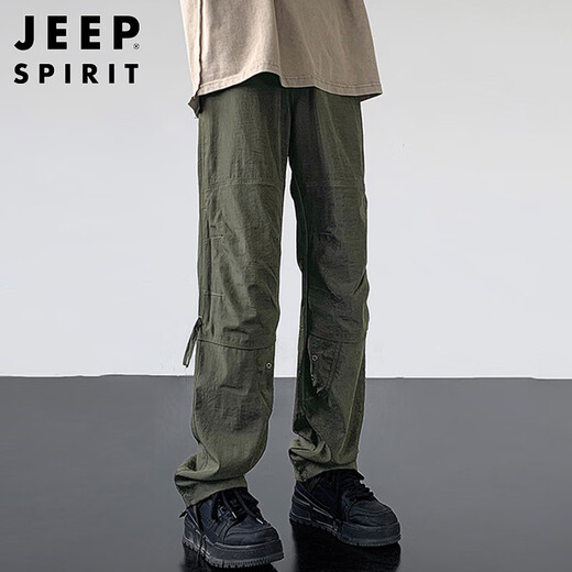 JEEP SPIRIT Jeep Pantalones casuales retro americanos monos funcionales de verano para hombres pantalones de asalto al aire libre estilo montaña para hombres verde militar XL